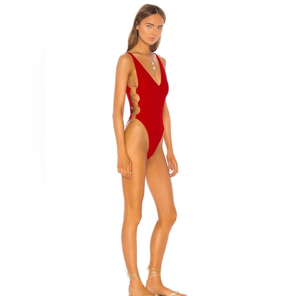 Revolve Shaycation Red ring swimsuit one piece Small